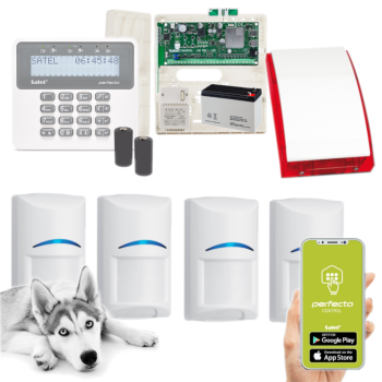 ZESTAW ALARMOWY SATEL PERFECTA 32-WRL LTE SET-A 4 CZUJKI BOSCH PET PRF-LCD-WRL SYRENA SP-4001R
